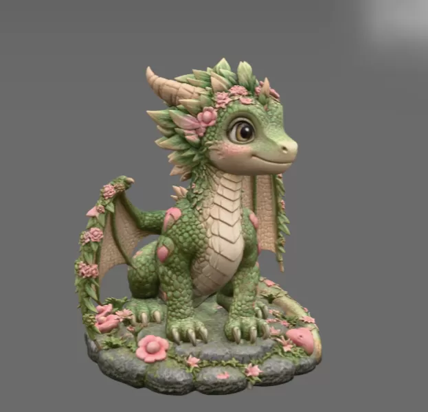 Blossom Heart Dragon STL File for 3D Print - Model preview 6
