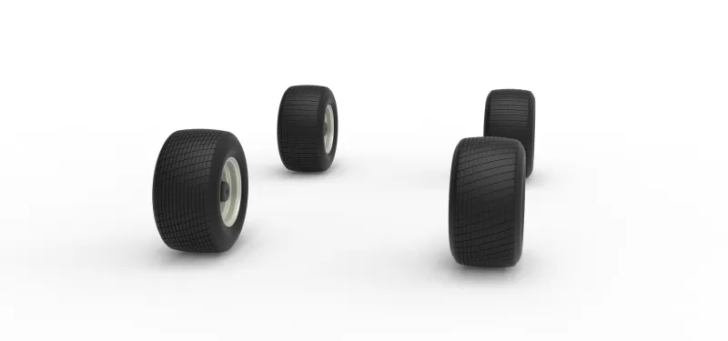 Wheel Set of Vintage Semi-Late Model Stock Car Scale 1:25 - Model preview 3