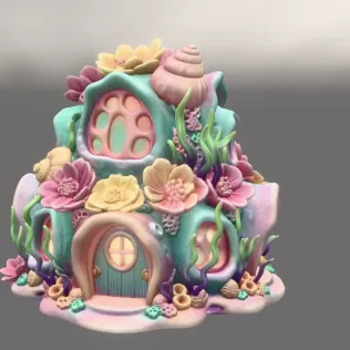 Fantasy Underwater Cottage STL File for 3D Printing - Model thumbnail 2