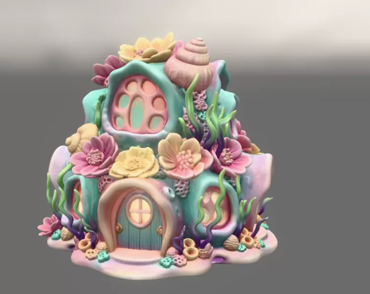 Fantasy Underwater Cottage STL File for 3D Printing - Model preview 2