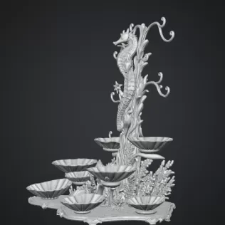 Seahorse Coral Shell Bowl Organizer STL File for 3D Print - Model thumbnail 14