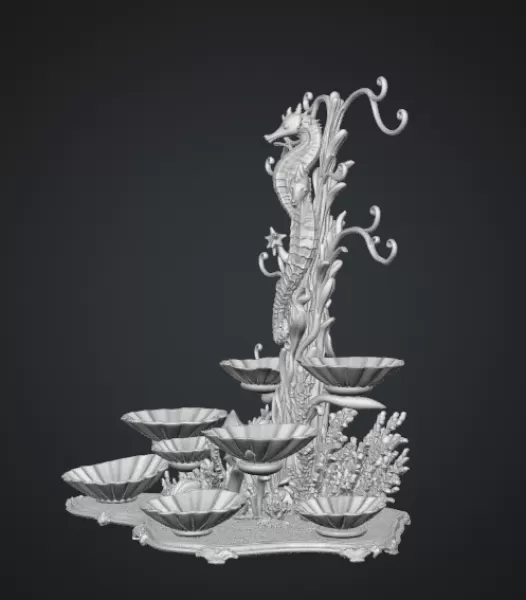 Seahorse Coral Shell Bowl Organizer STL File for 3D Print - Model preview 14