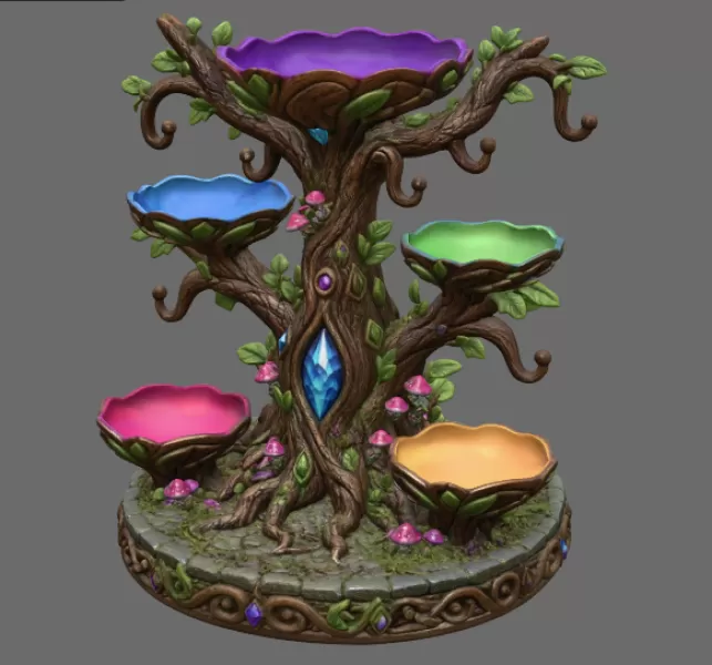 Enchanted Jewelry Tree Display STL File for 3D Print - Model preview 8