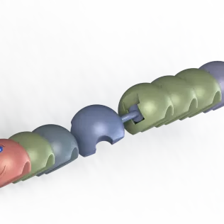 Smiling Modular Caterpillar – Flexible Articulated Fidget Toy - Model thumbnail 11