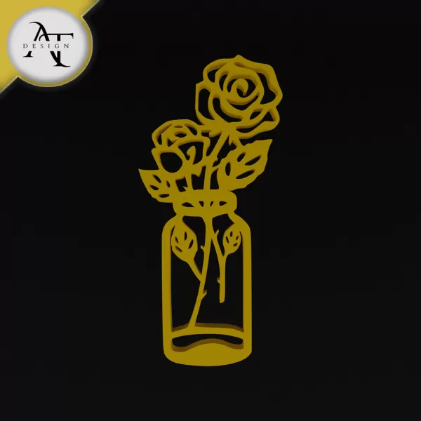 Flowers in vase - Line Art - 2D Wall Art Decor - Model preview 1