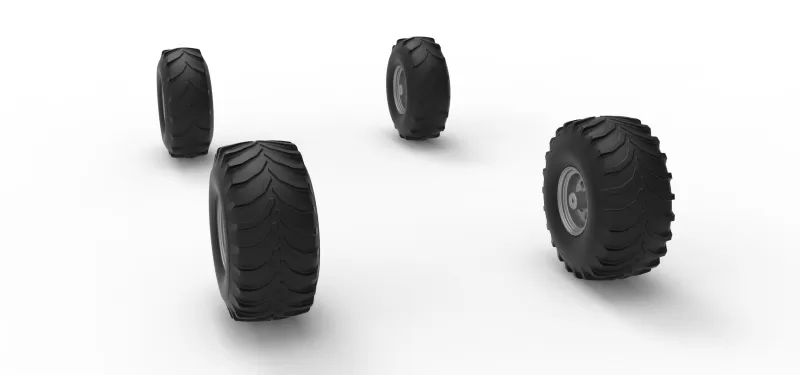Wheel set of Mud dragster Version 3 Scale 1:25 - Model preview 9