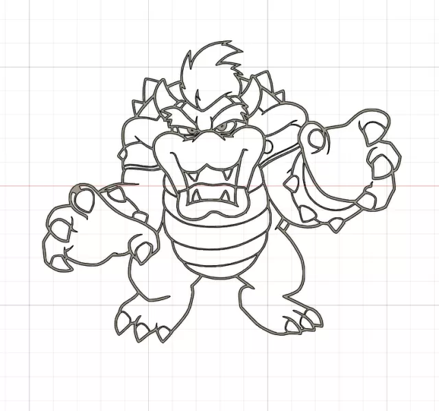Silhouette Bowser - Mario Bross - Model preview 2
