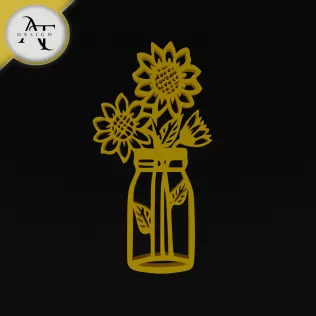 Flowers in vase - Line Art - 2D Wall Art Decor