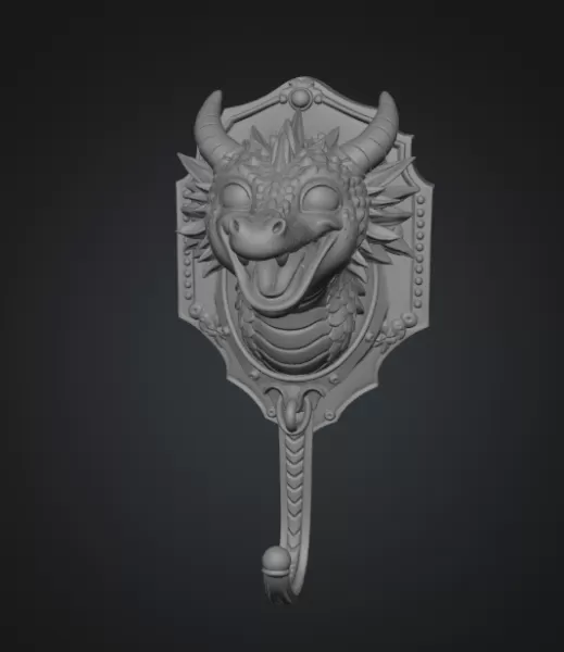 Dragon Wall Hook STL File for 3D Printing - Model preview 8