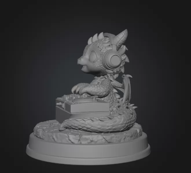 DJ Dragon Figurine – STL File for 3D Printing - Model preview 8