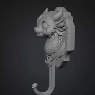 Cute Dragon Wall Hook STL File for 3D Print - Model thumbnail 8