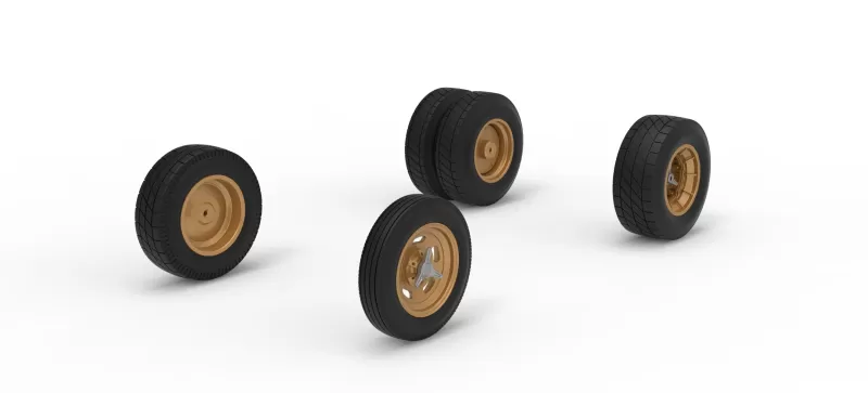 Wheel Set of Vintage Dirt Supermodified stock car V2 Scale 1:25 - Model preview 2