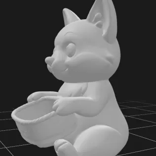 Fox Holding a Gift Basket - Model thumbnail 3