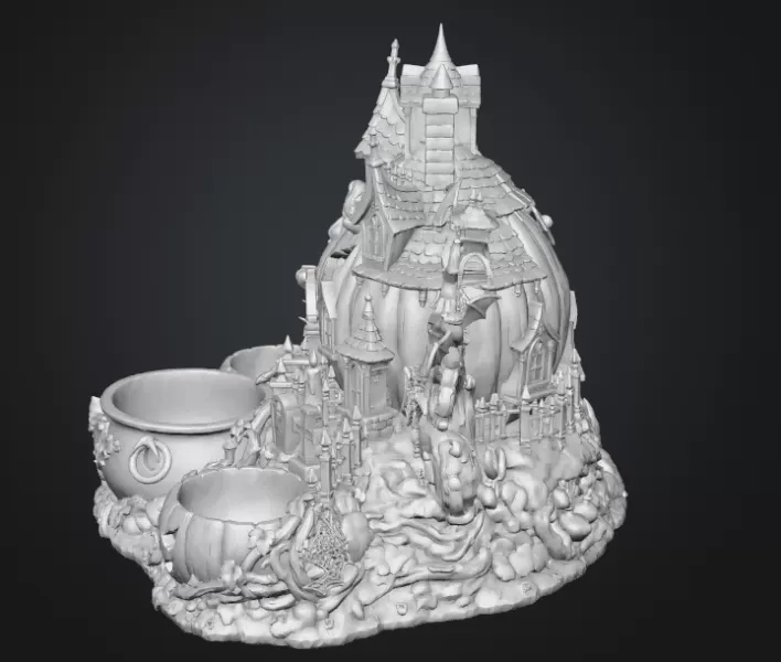 Haunted Pumpkin House Organizer STL File for 3D Print - Model preview 14