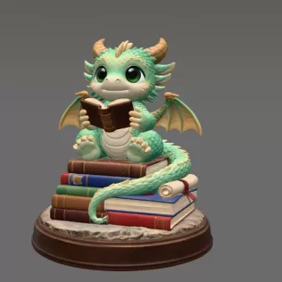 Reading Dragon STL File for 3D Print - Model thumbnail 3