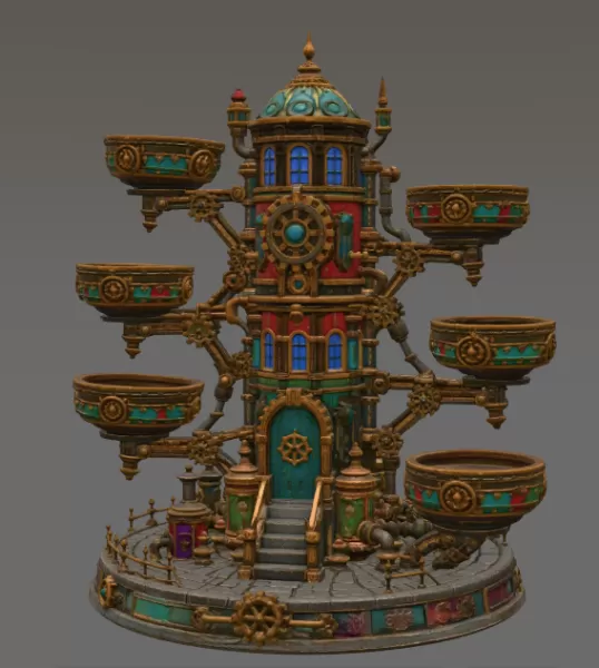 Steampunk Key & Jewelry Organizer STL File for 3D Print - Model preview 7