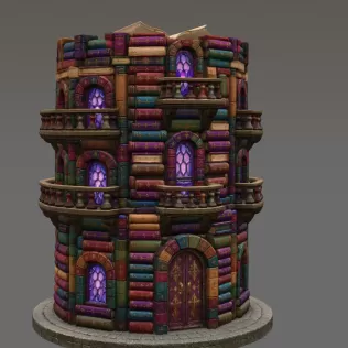 📚 Enchanted Library Tower STL File for 3D Print - Model thumbnail 5