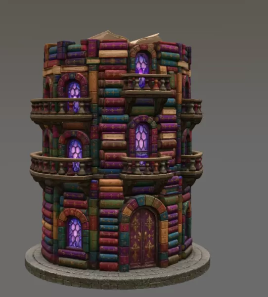 📚 Enchanted Library Tower STL File for 3D Print - Model preview 5