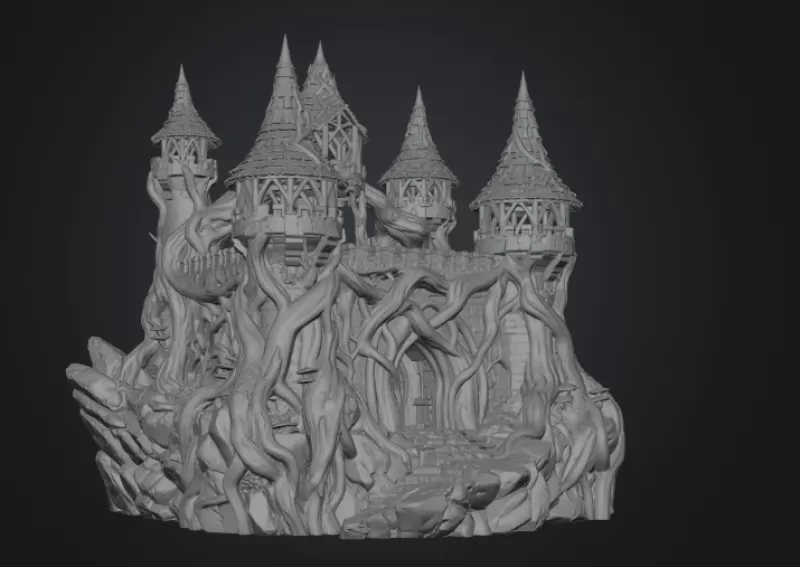 Enchanted Thornwood Fortress STL File for 3D Print - Model preview 10