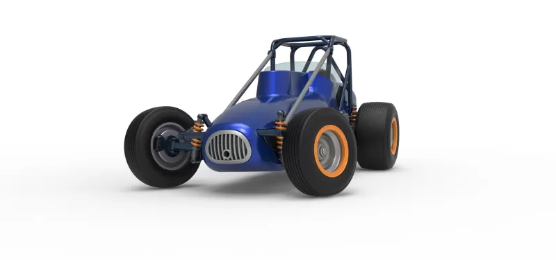 Dirt Silver Crown Champ car while turning Scale 1:25 - Model preview 6