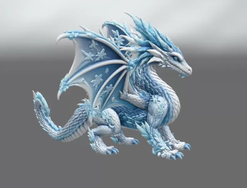 Winter Frost Dragon STL File for 3D Print - Model preview 8