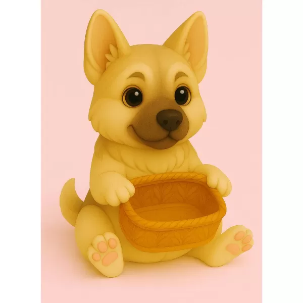 German Shepherd Holding a Gift Basket - Model preview 1