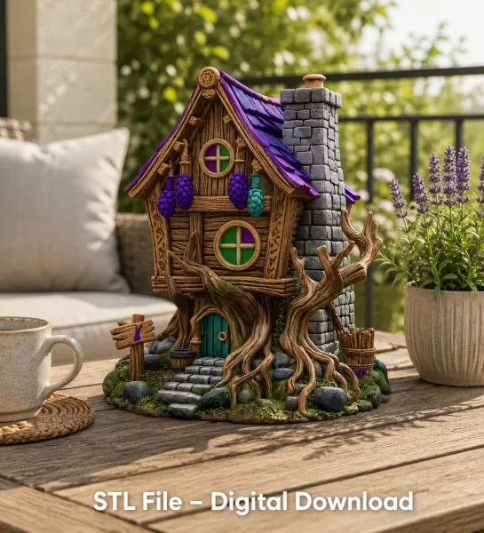 Enchanted Vineyard Cottage STL File for 3D Print - Model preview 1
