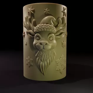 Christmas Reindeer Candle 3D Printed Model - Model thumbnail 1