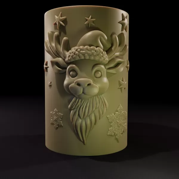 Christmas Reindeer Candle 3D Printed Model - Model preview 1