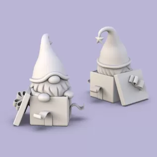 Christmas Gnome in Gift Box | Cute Holiday Figurine - Model thumbnail 5