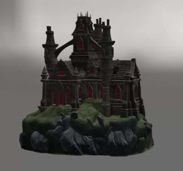 Shadowspire Gothic Manor STL File for 3D Print - Model preview 9