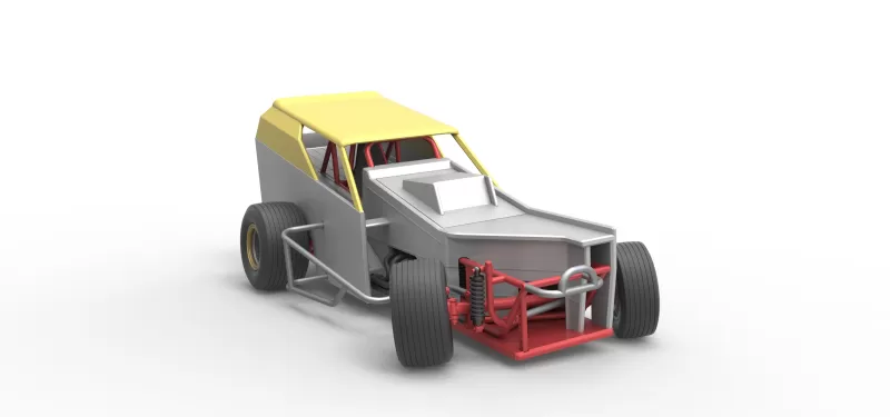 Vintage Dirt Modified stock car V7 while turning Scale 1:25 - Model preview 26