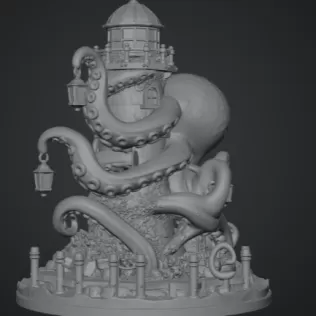 Octopus Lighthouse Keeper STL File for 3D Print - Model thumbnail 12
