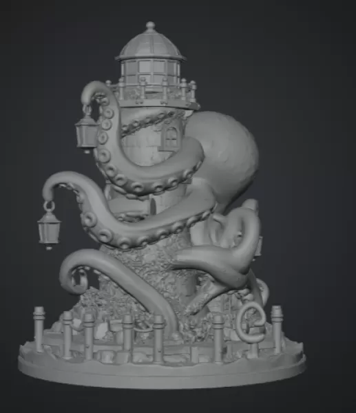 Octopus Lighthouse Keeper STL File for 3D Print - Model preview 12
