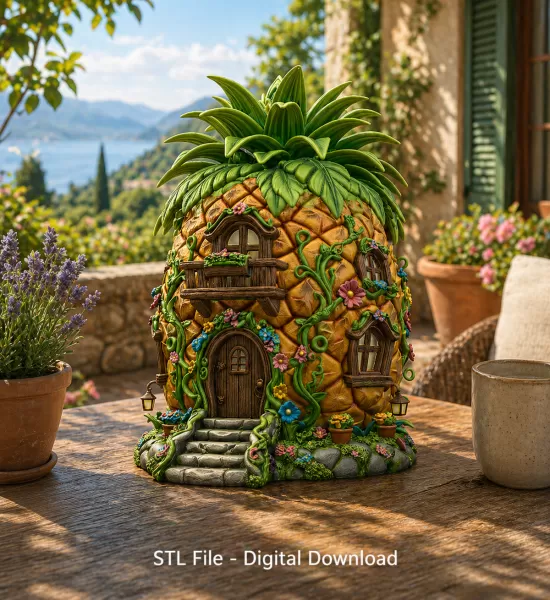 Pineapple Fantasy House STL File for 3D Printing - Model preview 1