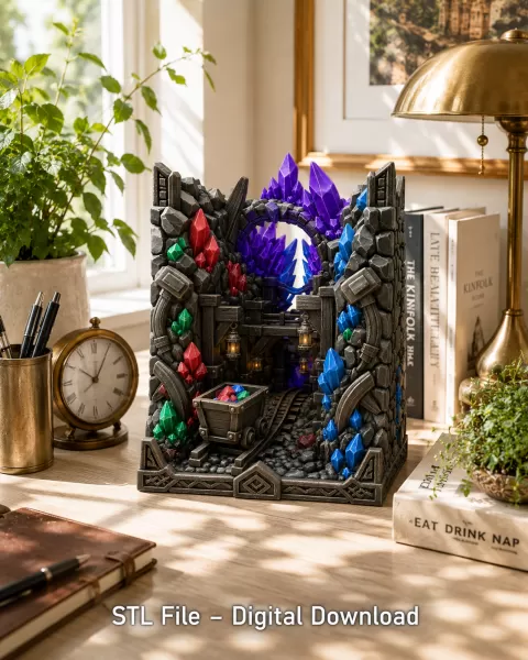 Fantasy Mining Tunnel Book Nook STL File for 3D Print - Model preview 1