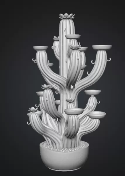 Blooming Cactus Jewelry Organizer STL File for 3D Print - Model preview 11