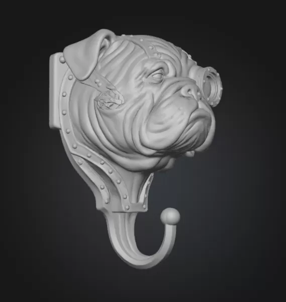Steampunk Bulldog Wall Hook - Model preview 5
