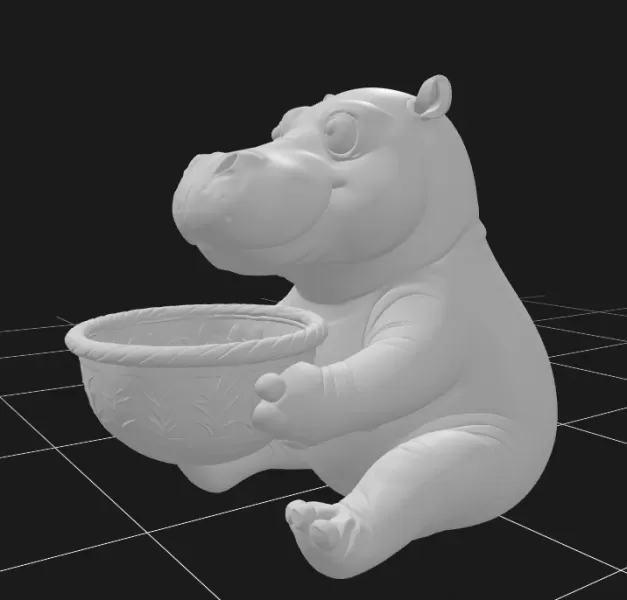 Hippo Holding Gift Basket - Model preview 3