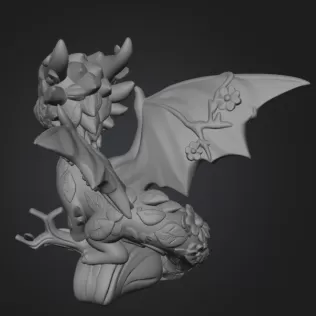 Floral Forest Dragon STL File 3D Printable Cute Fantasy Dragon - Model thumbnail 9