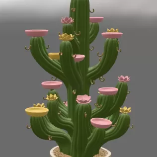 Blooming Cactus Jewelry Organizer STL File for 3D Print - Model thumbnail 10