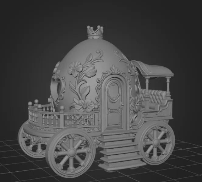 Royal Fantasy Egg Carriage - STL File 3D Printable - Model preview 12