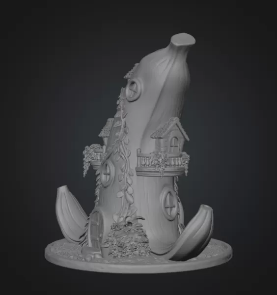 Banana Fantasy House STL File for 3D Printing - Model preview 9
