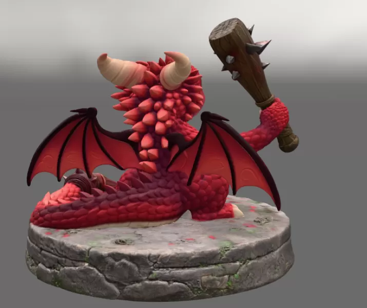 Angry Warrior Dragon STL File for 3D Printing - Model preview 5