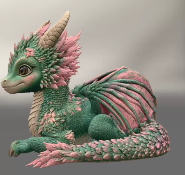 Blossom Guardian Dragon STL File for 3D Print - Model preview 6