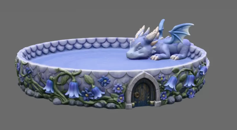 Sleeping Baby Dragon Tray STL File for 3D Print - Model preview 7