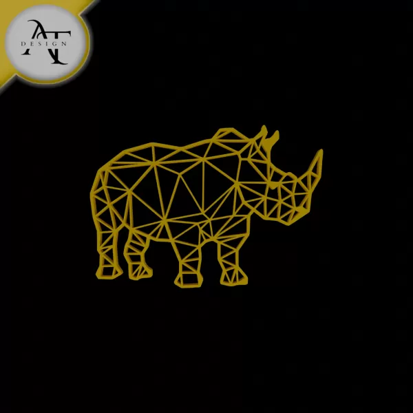 Rhinoceros - Geometric - 2D Wall Art Decor - Model preview 1