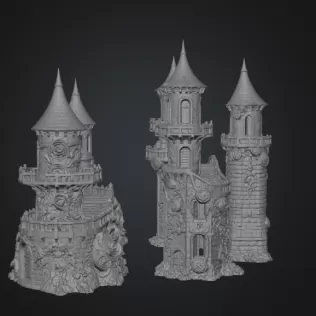 Enchanted Rose Castle Bridge Cottage STL File for 3D Printing - Model thumbnail 9