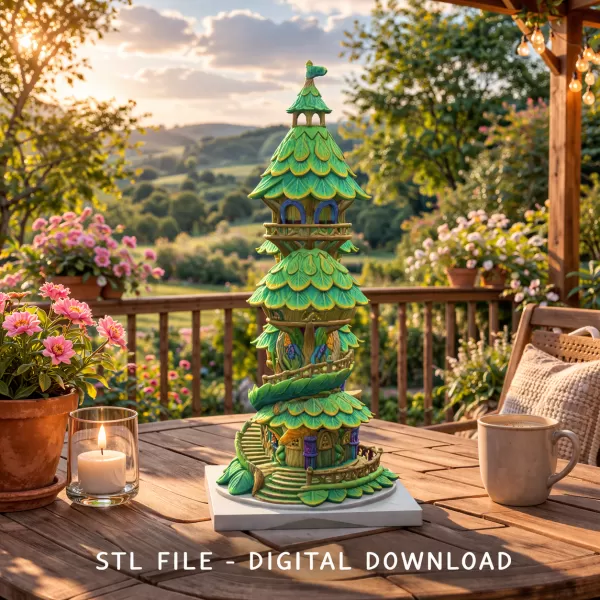 Advertising Enchanted Spiral Tree Tower STL File 3D Printable Fa - Model preview 1