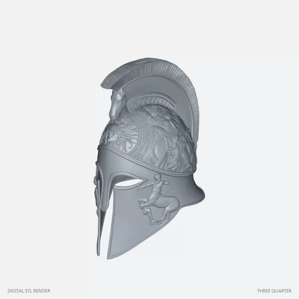 Ornate Classical Helmet Display - STL - Model preview 2